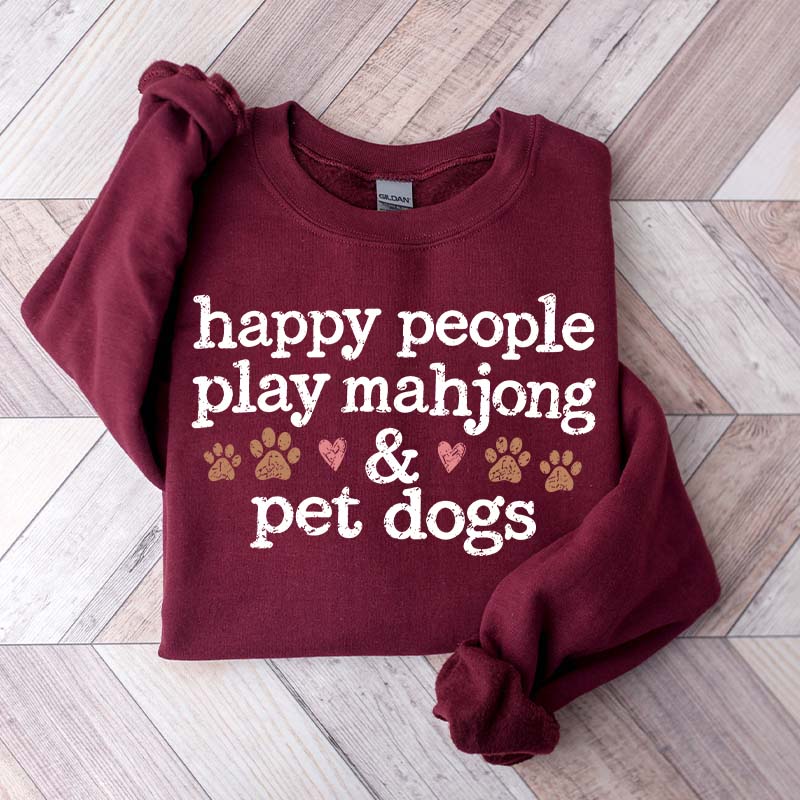 Happy People Play Mahjong & Pet Dogs Cute Sweatshirt
