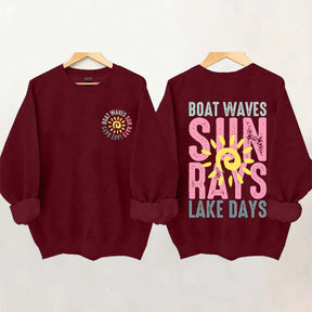 Boat Waves Sun Rays Lake Days Sweatshirt