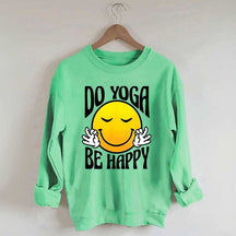 Do Yoga Be Happy Retro Face Fun Sweatshirt