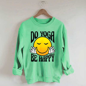 Do Yoga Be Happy Retro Face Fun Sweatshirt