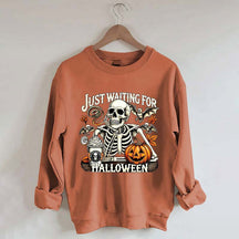 Just Waiting for Halloween Retro Halloween Sweatshirt