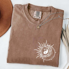 Boho Mystical Moon And Sun Yin Yang T-Shirt