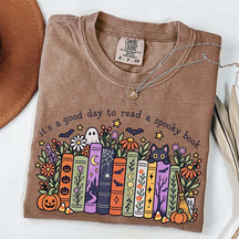 It's a Good Day to Read a Spooky Book Floral T-Shirt