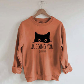 Judging You Silently Black Cat Sweatshirt