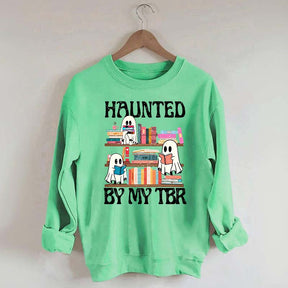 Haunted By My TBR Cute Ghost Reading Books Sweatshirt