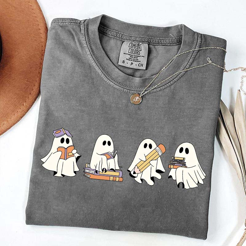 Cute Halloween Ghost Book T-Shirt