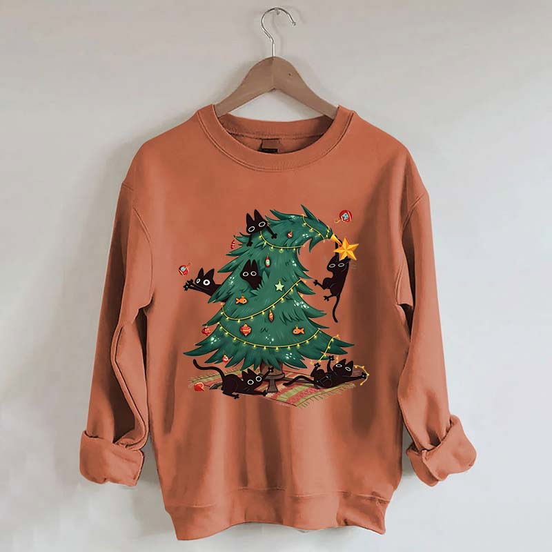 Christmas Tree And Cat Owner Sweatshirt