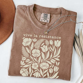 Vive La Resistance Floral Pattern Resist T-Shirt