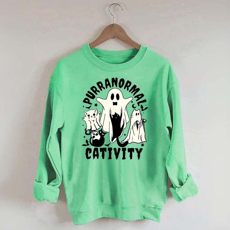 Purranormal Cativity Spooky Ghost Cat Sweatshirt