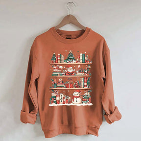 Cute Christmas Bookshelf Santa Sweatshirt