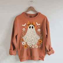 Cute Lace Ghost Bow Spooky Season Sweatshirt