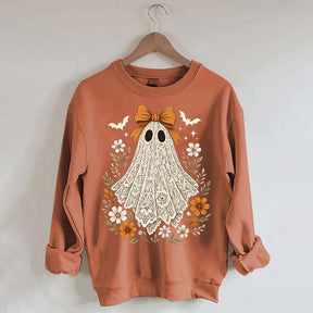 Cute Lace Ghost Bow Spooky Season Sweatshirt