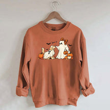 Pumpkin Ghost Dog Halloween Sweatshirt