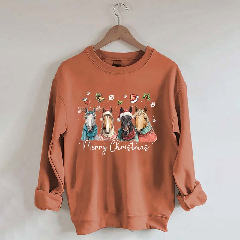 Festive Horse Quartet Christmas Sweatshirt
