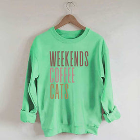 Weekends Coffee Cats Sweatshirt