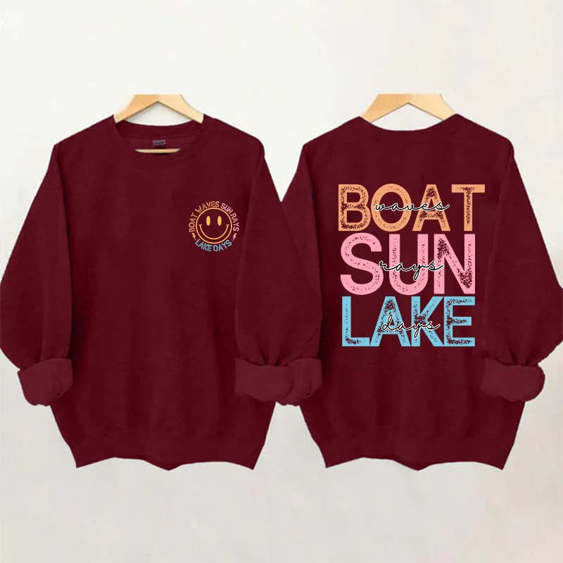 Boat Waves Sun Rays Lake Days Sweatshirt