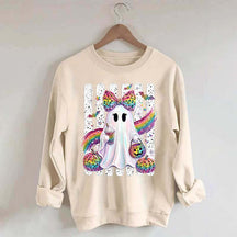 Preppy Ghost Coquette Leopard Girly Sweatshirt