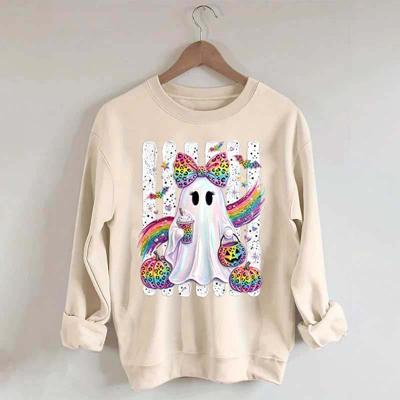 Preppy Ghost Coquette Leopard Girly Sweatshirt