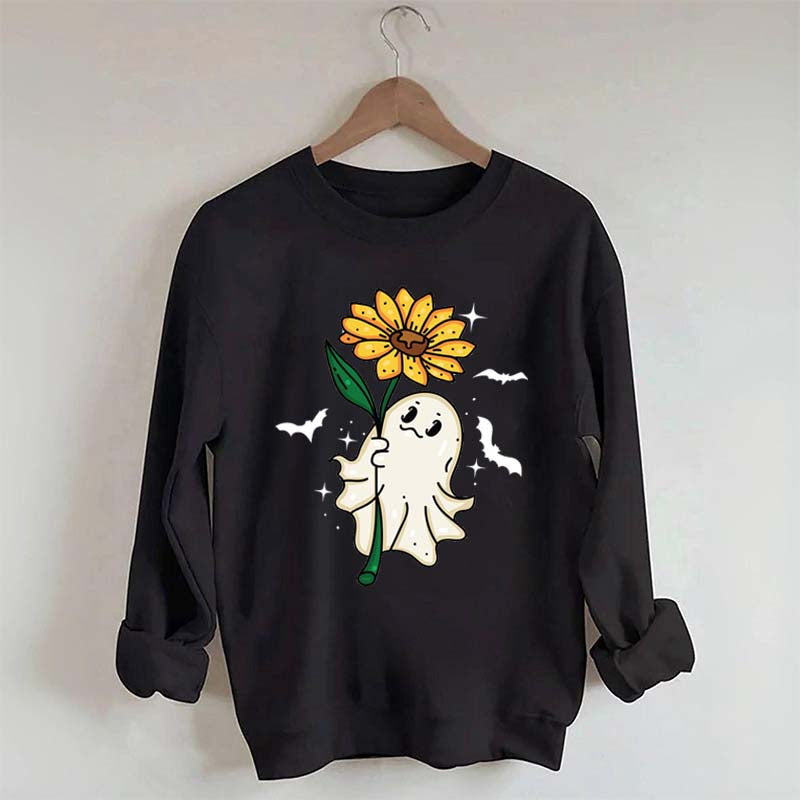 Ghost Sunflower Halloween Sweatshirt