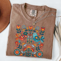 Cute Scandinavian Folk Art Bird T-Shirt