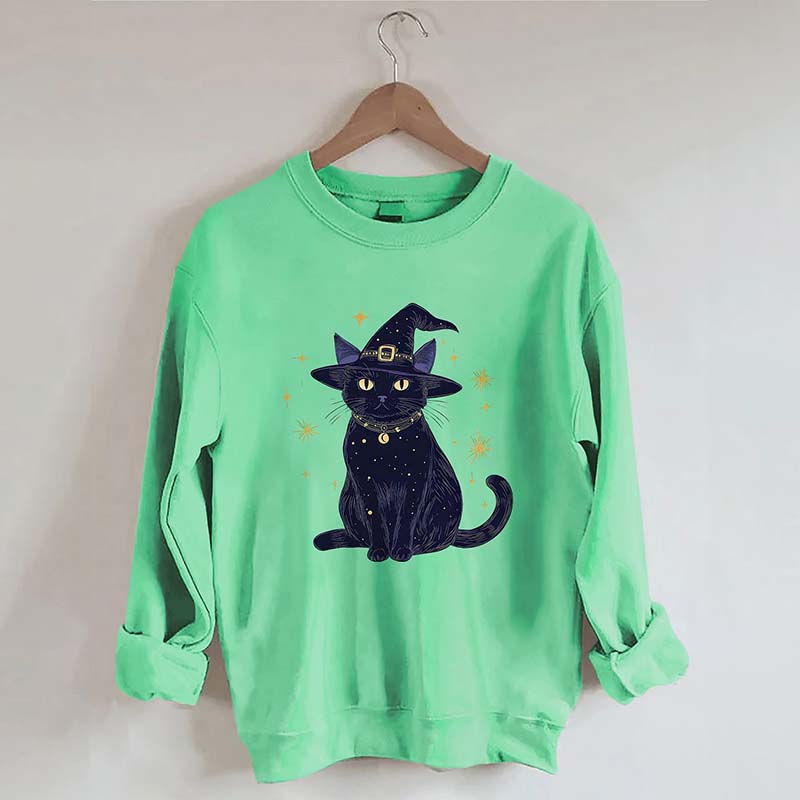 Halloween Witch Kitten Sweatshirt