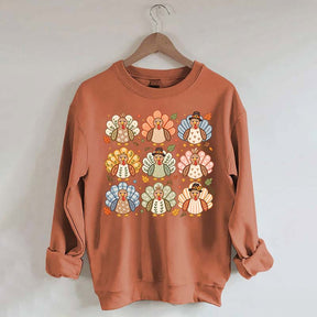 Boho Turkey Thanksgiving Preppy Fall Wild Sweatshirt