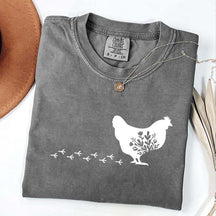 Floral Chicken Farm Animal T-Shirt