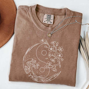 Yin Yang Wave Cherry Blossom T-Shirt