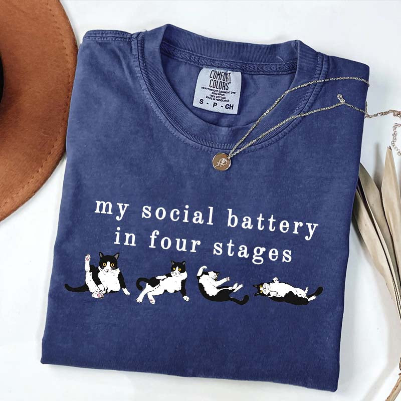 My Social Battery In Four Stages Cats T-Shirt