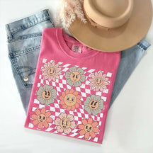 Retro Checkered Flower T-Shirt