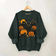 Halloween Cat And Pumpkin Sweatshirt