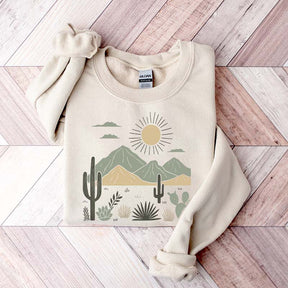 Western Desert Cactus Mountain Sweatshirt