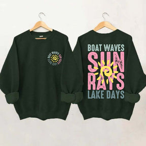 Boat Waves Sun Rays Lake Days Sweatshirt