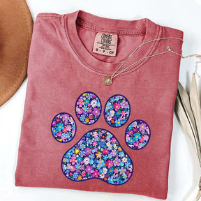 Comfort Colors Floral Paw Print T-Shirt