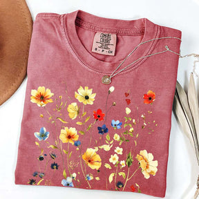 Delicate Floral Print Botanical T-Shirt