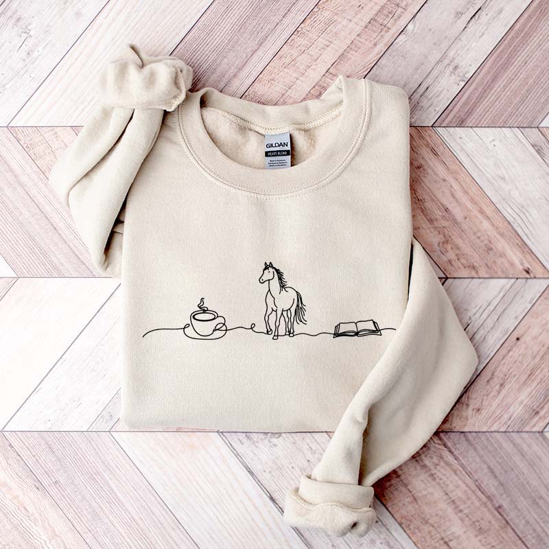 Cute Horse Coffee Book Sweatshirt