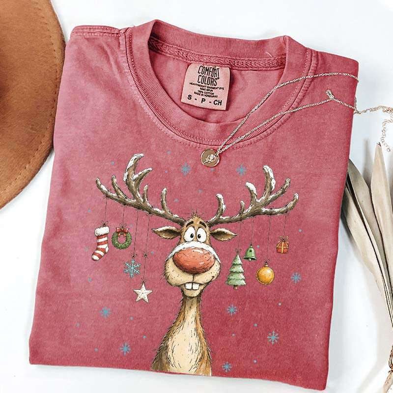 Retro Merry Christmas Retro Reindeer T-Shirt