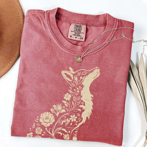 Retro Floral Fox Woodland Animal T-Shirt