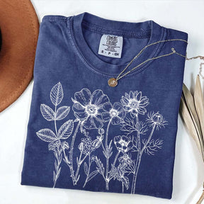 Vintage Pressed Flowers Gardener Floral T-Shirt