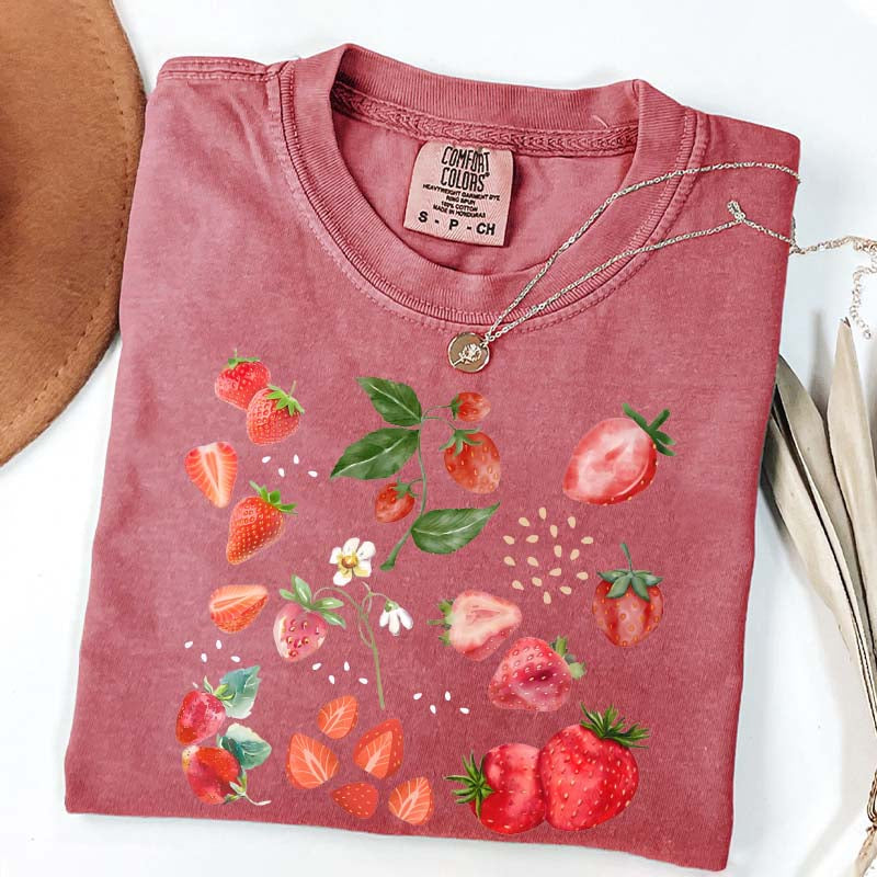 Summer Strawberry Botanical Garden T-Shirt