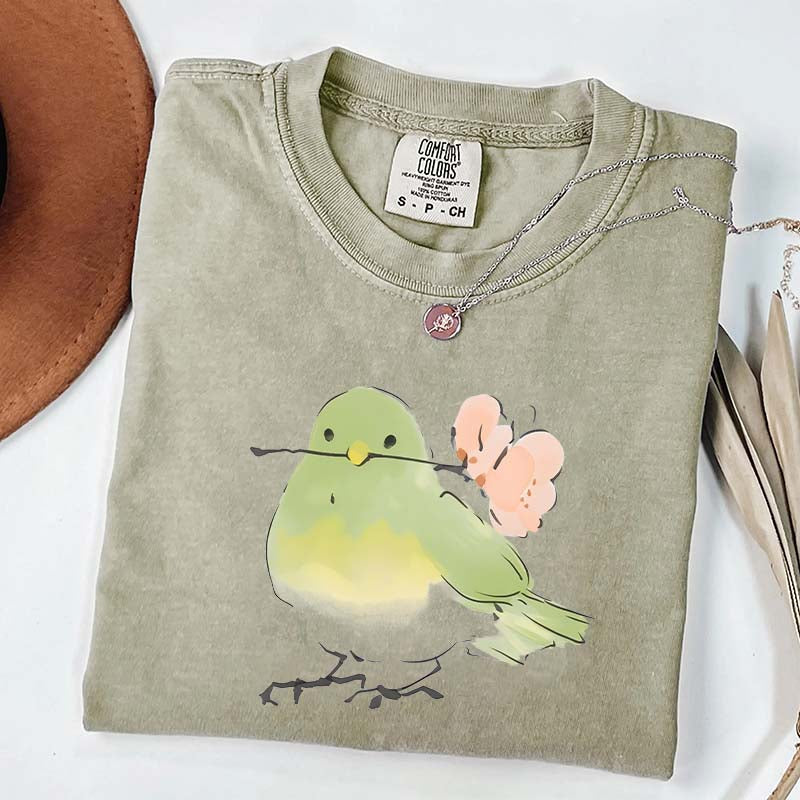 Cute Bird With Flower T-Shirt