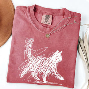 Abstract Cat Line T-Shirt