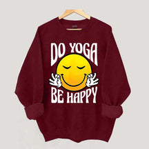 Do Yoga Be Happy Retro Face Fun Sweatshirt