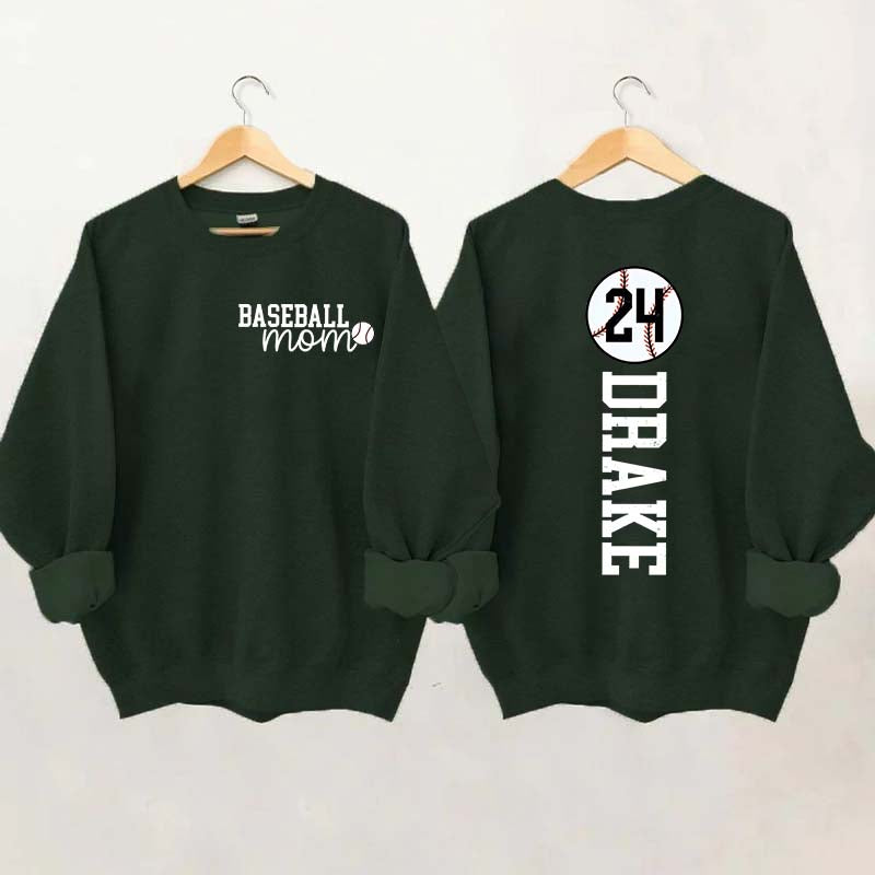Custom Baseball Name And Number Mom Sweatshirt