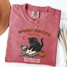 Kitty Biscuits Spooky Season Black Cat Halloween T-Shirt