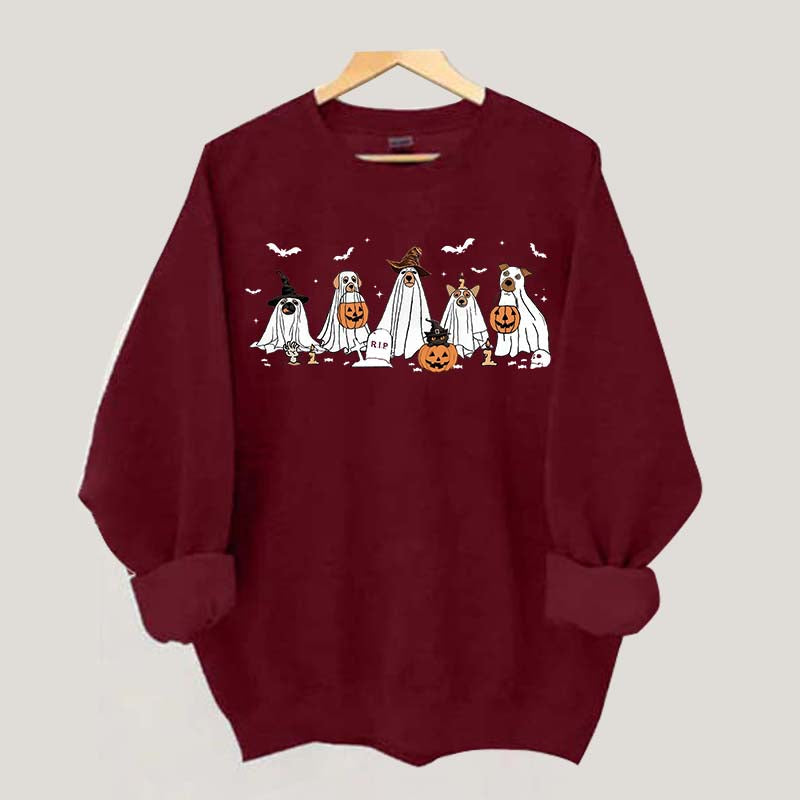 Cute Ghost Dogs Halloween Sweatshirt
