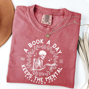 A Book a Day Skeleton Floral T-Shirt