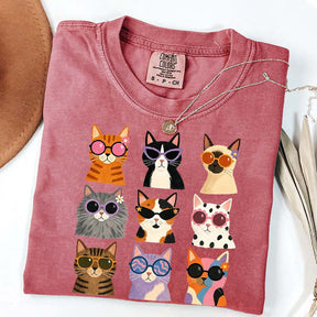Retro Cool Cats Sunglasses T-Shirt
