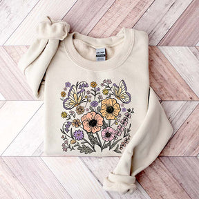 Vintage Floral Butterfly Sweatshirt