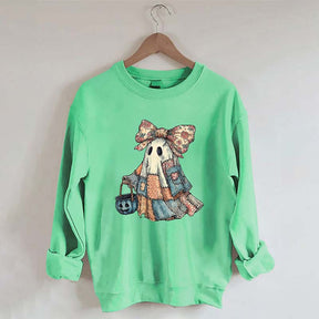 Retro Halloween Blue Denim Ghost Sweatshirt